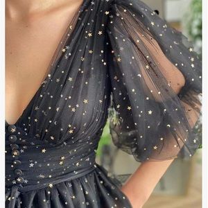 Black tulle starry midi dress